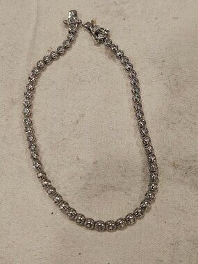 Classic 925 Sterling Silver CN Clear CZ Tennis Bracelet Elegant 7.25"